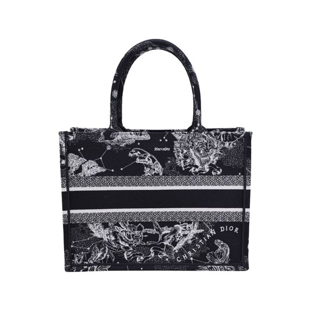 Christian Dior Medium Zodiac Dior Book Tote in Black Canvas - Picture 3 of 9